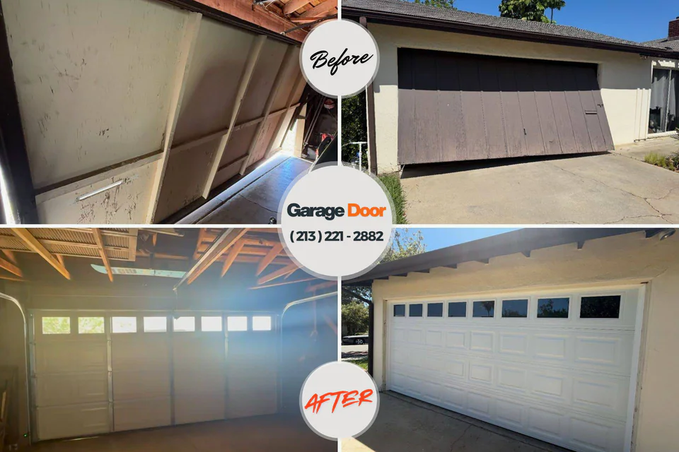Before and after: garage door repair De Soto, KS